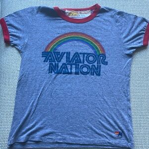 Kids size 12 aviator nation T-shirt, gray with rainbow used but good condition